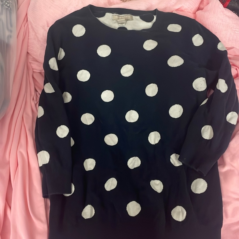 Polka dot three quarter sleeve sweater